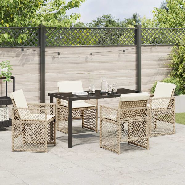 vidaXL Tuin eettafelset 5 pcs Beige poly rattan