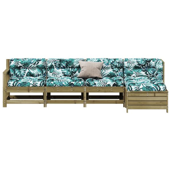 vidaXL 5-delige Loungeset met kussens ge&iuml;mpregneerd grenenhout