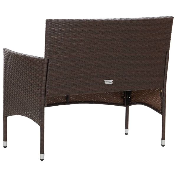 vidaXL Tuinbank met kussen poly rattan bruin