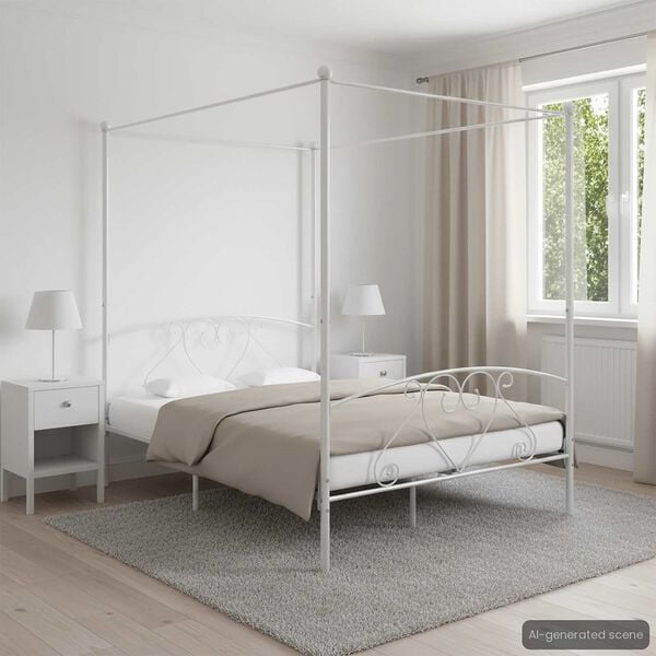 vidaXL Hemelbedframe metaal wit 140x200 cm