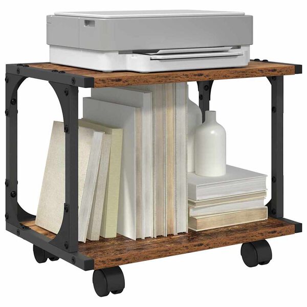 vidaXL Printerstand Oud Hout 41 x 28 x 33.5 cm Bewerkt hout