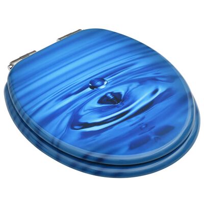 vidaXL Toiletbril met soft-close deksel waterdruppel MDF blauw