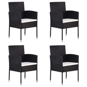 vidaXL Tuinstoelen 4 st met cr&egrave;mewitte kussens poly rattan zwart