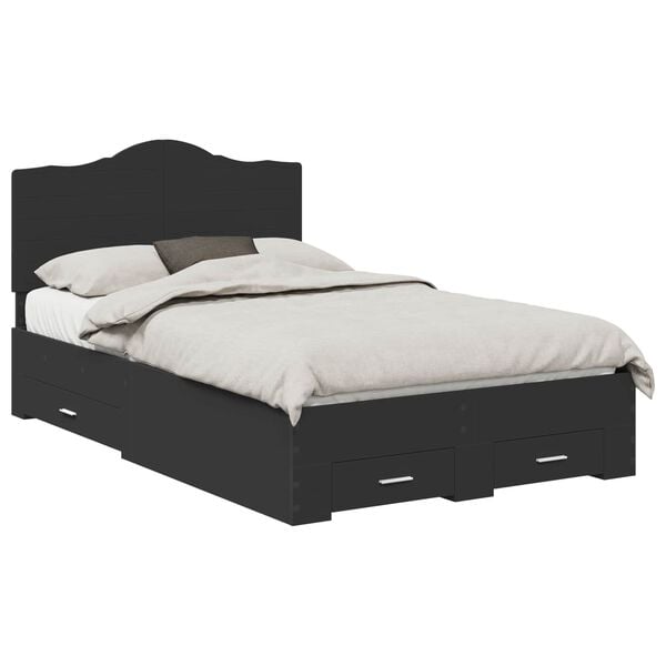 vidaXL Bedframe met hoofdeinde Zwart 120 x 200 cm Bewerkt hout