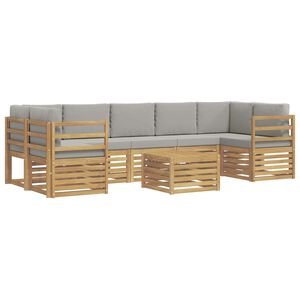 vidaXL Buiten bankenset 8 st Wit en Lichtgrijs Polyester