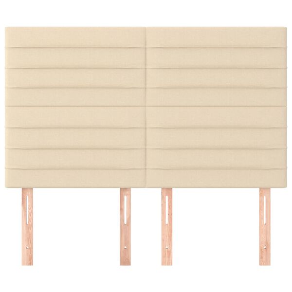 vidaXL Hoofdbord cr&egrave;me 144x5x118/128 cm stof