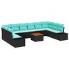 vidaXL Tuin Sofa Set 11 st Zwart en turquoise
