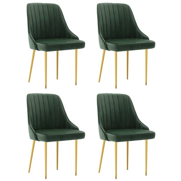 vidaXL Eetkamerstoelen 4 st fluweel donkergroen