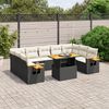vidaXL 10-delige Loungeset met kussens poly rattan zwart