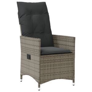 vidaXL Tuinstoel verstelbaar met kussens poly rattan grijs