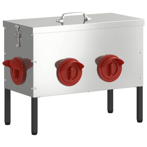 vidaXL Kip voerbak 2 pcs Zilver 41,5 x 20,5 x 33 cm