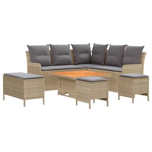 vidaXL Meubelsets met kussen 7 pcs Beige en Licht Grijs PE Rattan