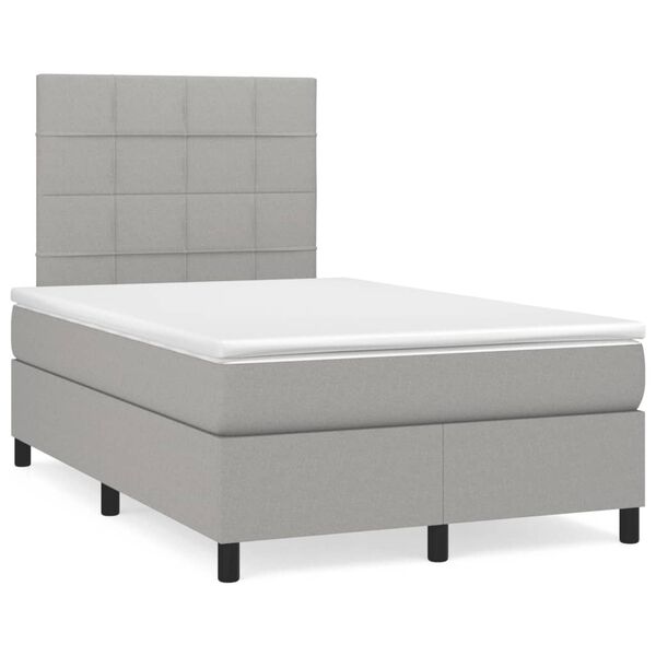 vidaXL Boxspring met matras stof lichtgrijs 120x190 cm