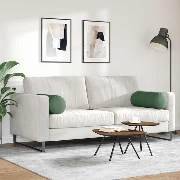 vidaXL Bolster Kussens 2 stuks Donkergroen Ø 25 x 70 cm Cordstof