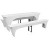 vidaXL Hoes voor biertafel en banken 225x50x80 cm stretch wit 3 st