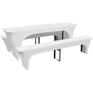 vidaXL Hoes voor biertafel en banken 225x50x80 cm stretch wit 3 st