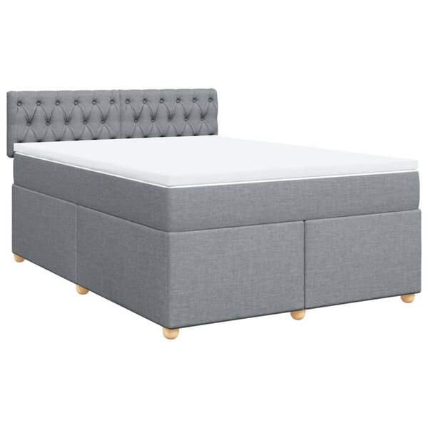 vidaXL Boxspring met matras stof lichtgrijs 140x190 cm