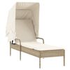 vidaXL Ligbed met luifel en tafel poly rattan beige
