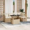 vidaXL 6-delige Loungeset met kussens poly rattan beige