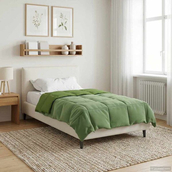 vidaXL Vol jaar dekbed Gekwilt Groen 135 x 220 cm Microfiber
