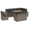 vidaXL 9-delige Loungeset met kussens poly rattan grijs