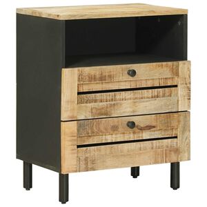 vidaXL Nachtkastje Bruin en zwart 50 x 33 x 60 cm Massief Mango Hout