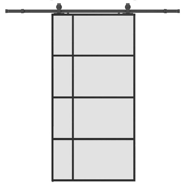 vidaXL Schuifdeur met beslagset 102,5x205 cm ESG glas zwart