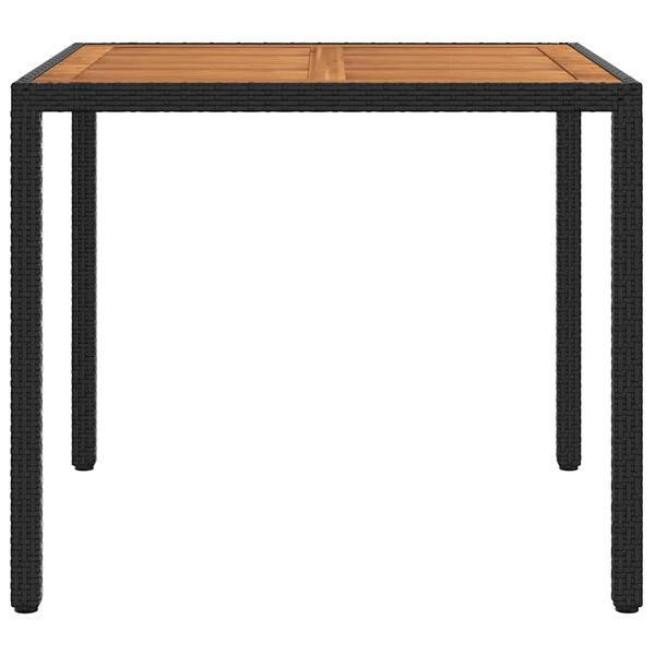vidaXL Tuintafel 90x90x75 cm poly rattan en acaciahout zwart