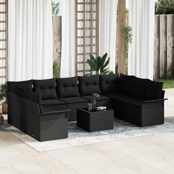 vidaXL Tuin Sofa Set met opslag 10 pcs Beige poly rattan