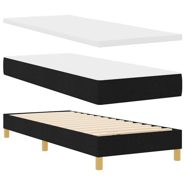 vidaXL Boxspringbed met matras met hoofdeinde Zwart 80 x 200 cm Stof