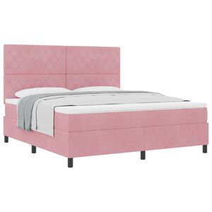 vidaXL Boxspringbed met matras met hoofdeinde Roze 180 x 200 cm Stof