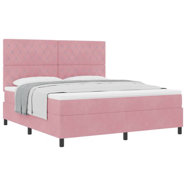 vidaXL Boxspringbed met matras met hoofdeinde Roze 180 x 200 cm Stof