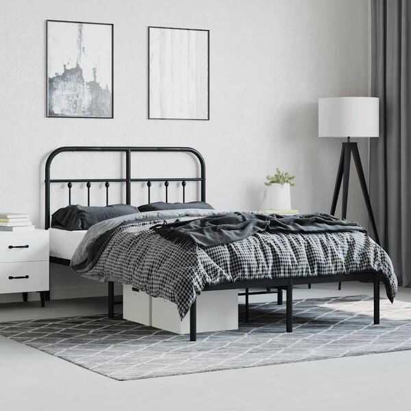 vidaXL Bedframe met hoofdbord metaal zwart 120x190 cm