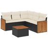 vidaXL 6-delige Loungeset met kussens poly rattan zwart