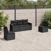 vidaXL 5-delige Loungeset met kussens poly rattan zwart