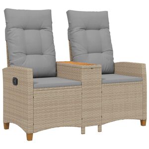 vidaXL Ligbank met tafel 2 -Seater 126 x 65 x 112 cm poly rattan