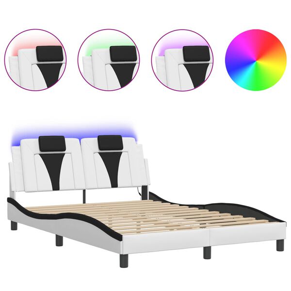 vidaXL Bedframe "Viana" met LED zonder matras wit en zwart 120x200 cm