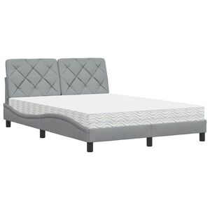 vidaXL Bed met matras stof lichtgrijs 120x200 cm