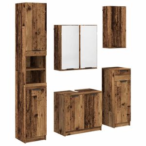 vidaXL Badkamermeubelset met lade met plank 5 pcs Oudhout Bewerkt hout