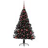 vidaXL Kunstmatig Voorverlicht Kerstboom met 150 LED Zwart 120 cm PVC
