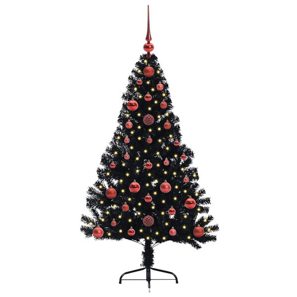 vidaXL Kunstmatig Voorverlicht Kerstboom met 150 LED Zwart 120 cm PVC