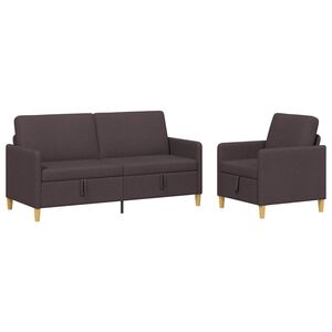 vidaXL Bankenset met opbergruimte 2 st Donkerbruin Polyester