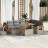 vidaXL 8-delige Loungeset met kussens poly rattan beige