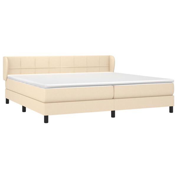 vidaXL Boxspring met matras stof cr&egrave;mekleurig 200x200 cm