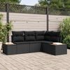 vidaXL Tuinbankenset met kussen 5 pcs Zwart Poly riet