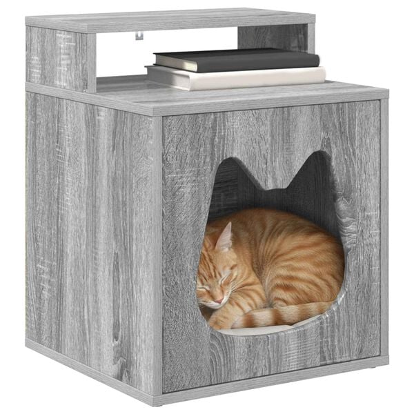 vidaXL Kattenhuis Grijs Sonoma 42,5 x 40 x 53,5 cm Bewerkt hout