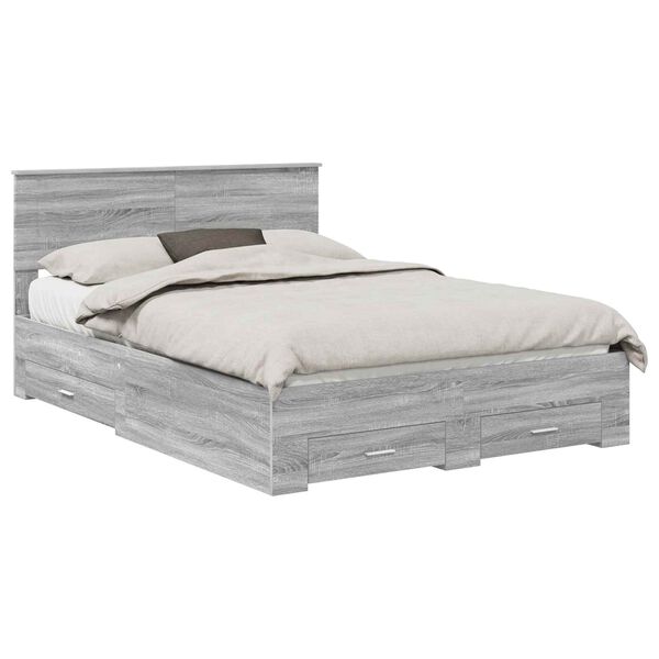 vidaXL Bedframe met hoofdeinde Grijs Sonoma 140 x 200 cm Bewerkt hout