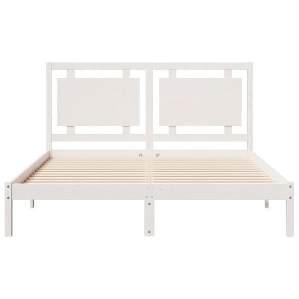 vidaXL Bedframe extra lang zonder matras massief hout wit 160x220 cm
