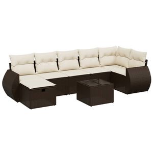 vidaXL 7-delige Loungeset met kussens poly rattan bruin