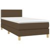 vidaXL Boxspring met matras en LED stof donkerbruin 90x190 cm